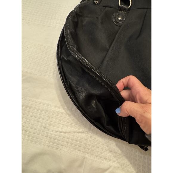 Travelon Black Tote Shoulder Bag Carry On Expandable Travel Turquoise Lining - Picture 8 of 14